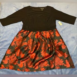NWT Jessica Howard Women's Solid & Floral Cocktail Dress Size 18W
